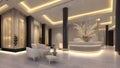3D rendering of a luxurious hotel lobby. Royalty Free Stock Photo