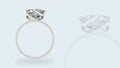 3d rendering. luxurious wedding diamond ring with clipping path on light color background. Royalty Free Stock Photo