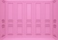 3d rendering. luxury sweet soft pink classical pattern wood wall corner room background.