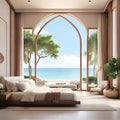 3d rendering luxury villa bedroom