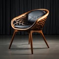 3d rendering of a luxury wooden chair in a dark room.ia generated Royalty Free Stock Photo