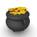 3D Rendering of magical pot with gold coins Royalty Free Stock Photo