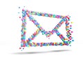 3D rendering mail icons colorful pixel, isolated on white background. File contains a path to isolation