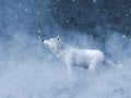 3D rendering of a majestic white wolf in snow