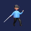 3D Rendering of a Male Character wearing VR Goggle and playing with lightening Virtual Sword. Gaming Technology