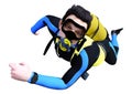 3D Rendering Male Diver on White