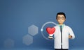 3D Rendering Of Male Doctor Protected Heart On Blue Royalty Free Stock Photo