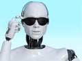3D rendering of male robot with cool sunglasses