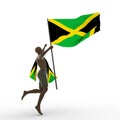 man holding Jamaican Flag