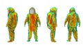 3D rendering - man in protective suite - different views Royalty Free Stock Photo