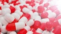 3D Rendering Many Pills red and white manufacturing concept Royalty Free Stock Photo