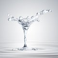 3D rendering of the martini glass with water drops