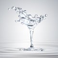 3D rendering of the martini glass with water drops