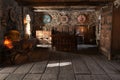 3D Rendering Medieval Bedroom