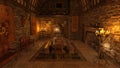 3D Rendering Medieval Dining Hall