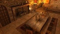 3D Rendering Medieval Dining Hall