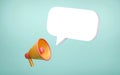 3D rendering megaphone and a speech bubble icon