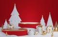 .3d rendering Merry Christmas Santa Claus with podium for product display