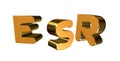 3D rendering metal ESR abbreviation erythrocyte sedimentation rate concept letter design isolated on white background