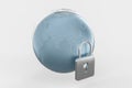 3d rendering, metal lock with digital concept background