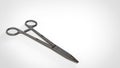 3d rendering of metal surgical forceps needle holder surgical instrument in white background