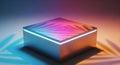 3D rendering of a metallic cube with colorful lighting Royalty Free Stock Photo