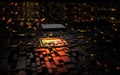 3D rendering microprocessor CPU chipset central processor unit on the illumination circuit computer mainboard. Cyber and