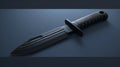 3d rendering of a military combat knife on a dark blue studio background for realistic visual effect Royalty Free Stock Photo