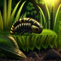 3d rendering of a millipede in a green terrarium Generative AI