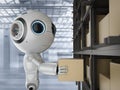 Mini robot with box Royalty Free Stock Photo