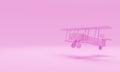 miniature airplane with empty space isolated pink color