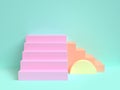 3d rendering minimal abstract green scene pink staircase colorful shape