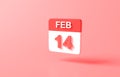 3d rendering minimal Calendar icon symbol. minimal cartoon cute style design. Happy valentine day concept. on pastel pink or red