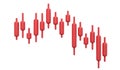 3D Rendering of minimal candlestick trading graph crash down in red isolated on white background Royalty Free Stock Photo