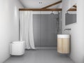 3d rendering minimal design toilet with grey tone