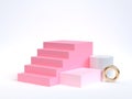 3d rendering minimal pink staircase-stairway and geometric shape