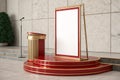3D rendering of minimal podium for product placement in red-gold color Royalty Free Stock Photo