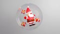 3D Rendering of Minimal santa in soap bubble isolated on white background. Christmas Concept Royalty Free Stock Photo