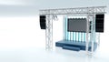 3d rendering of Minimal stage show and truss construction with light and sound system Royalty Free Stock Photo