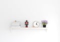 3D rendering minimal style ,wooden shelf and white wall Royalty Free Stock Photo