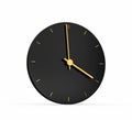 3D rendering of a minimalist black and gold clock isolated on a white background Royalty Free Stock Photo