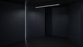 3D rendering minimalist and modern design studio room space background, low key lighting .