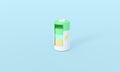 3d rendering minimum battery icon. energy charging. power tube. battery tube with thunder icon. 3d illustration. minimal concept