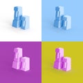 3D rendering of Moai statues isolated on colorful sections