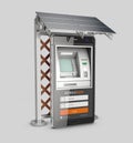 3d Rendering of Mobile online banking and payment concept. Smart phone as ATM with solar panel, clipping path included