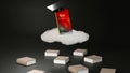 3D Rendering of Mobile phone graduates hat books current developments in education online on light black background. Realistic