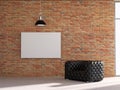 3d rendering of mock up blank pattern in loft brick wall interior with leather armchair Royalty Free Stock Photo