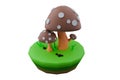 3d rendering model brown mushroom on the ground with isolated white background