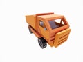 3D rendering model of a brownish orange wooden toy truck