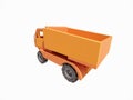 3D rendering model of a brownish orange wooden toy truck